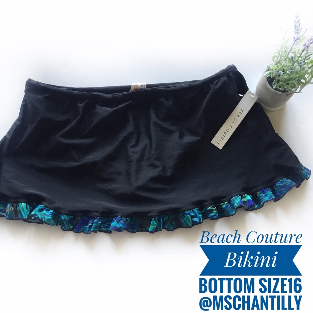Beach Couture Black bikini bottom Size16